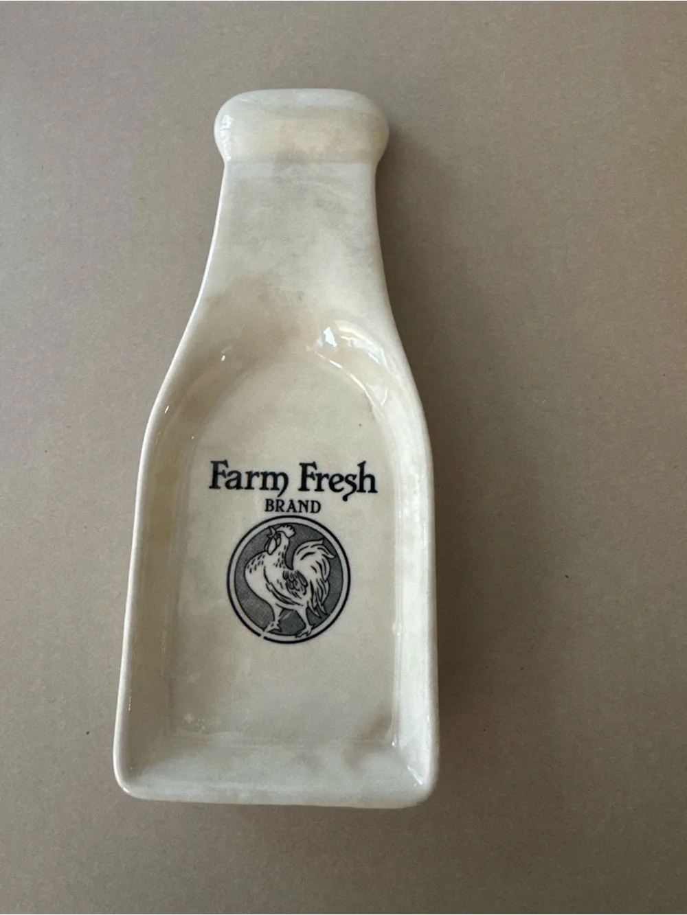 Vintage Farm Fresh Brand Ceramic Milk Bottle Spoon Rest